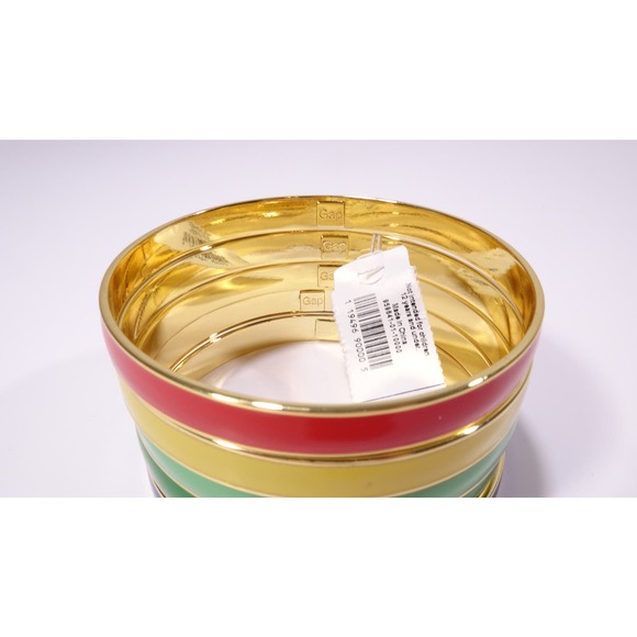 Gap Women's rainbow Enamel Gold Bangle Bracelet Set of 5 NWOT 15ea - Picture 3 of 7